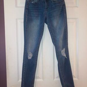 Mudd Blue Skinny Jeans with Distressed Knees